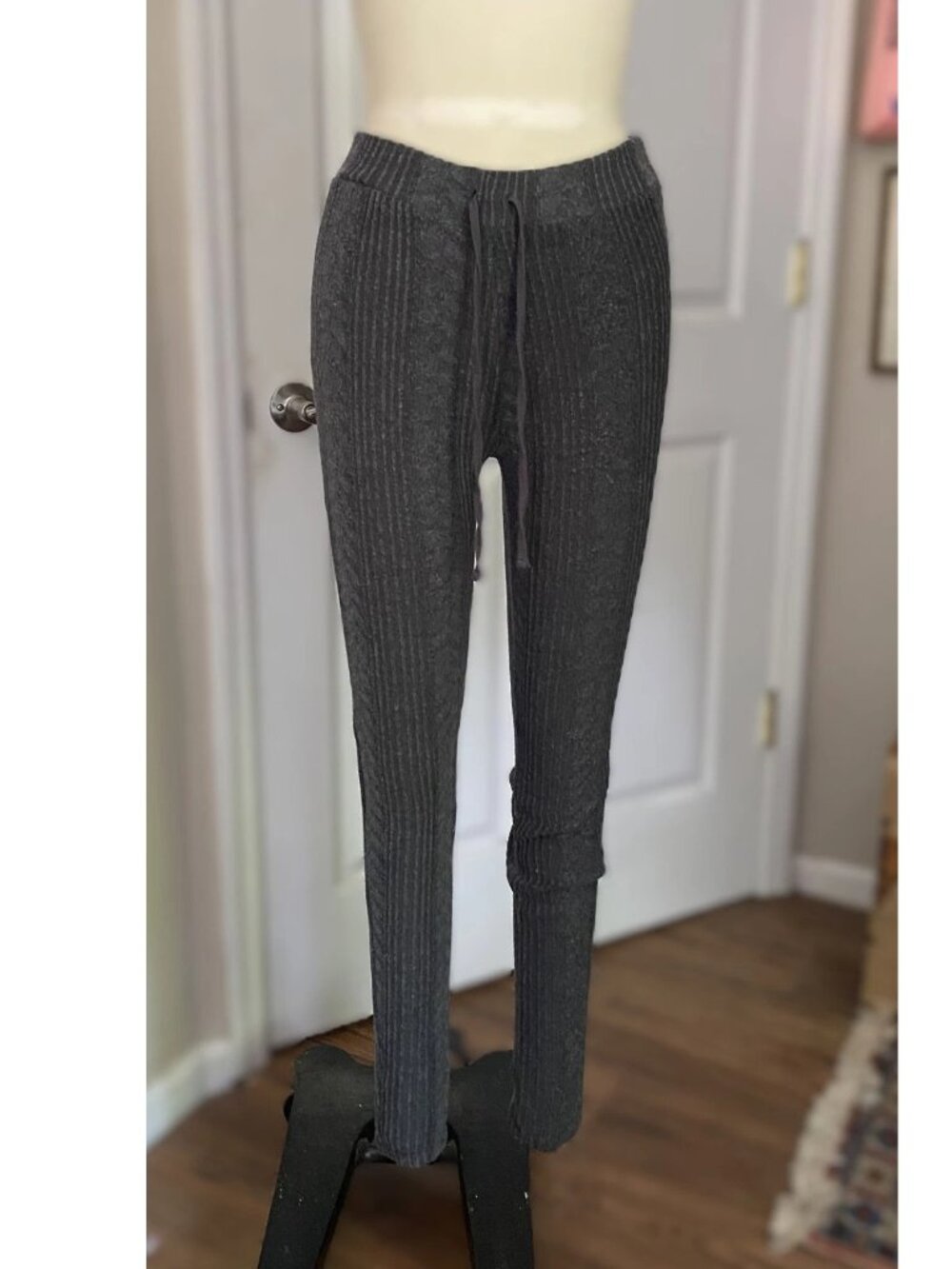 ANTHROPOLOGIE Grey Cable Knit Drawstring Waist Lounge Jogger *X-SMALL* B150